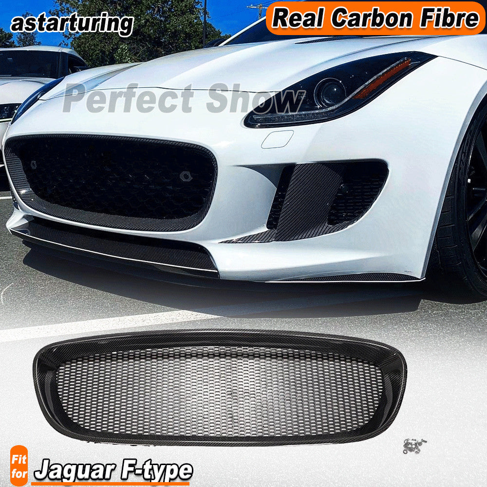 Fit for Jaguar for F-type 2013-16 Real Carbon Fiber Front Bumper Grill Grille Frame