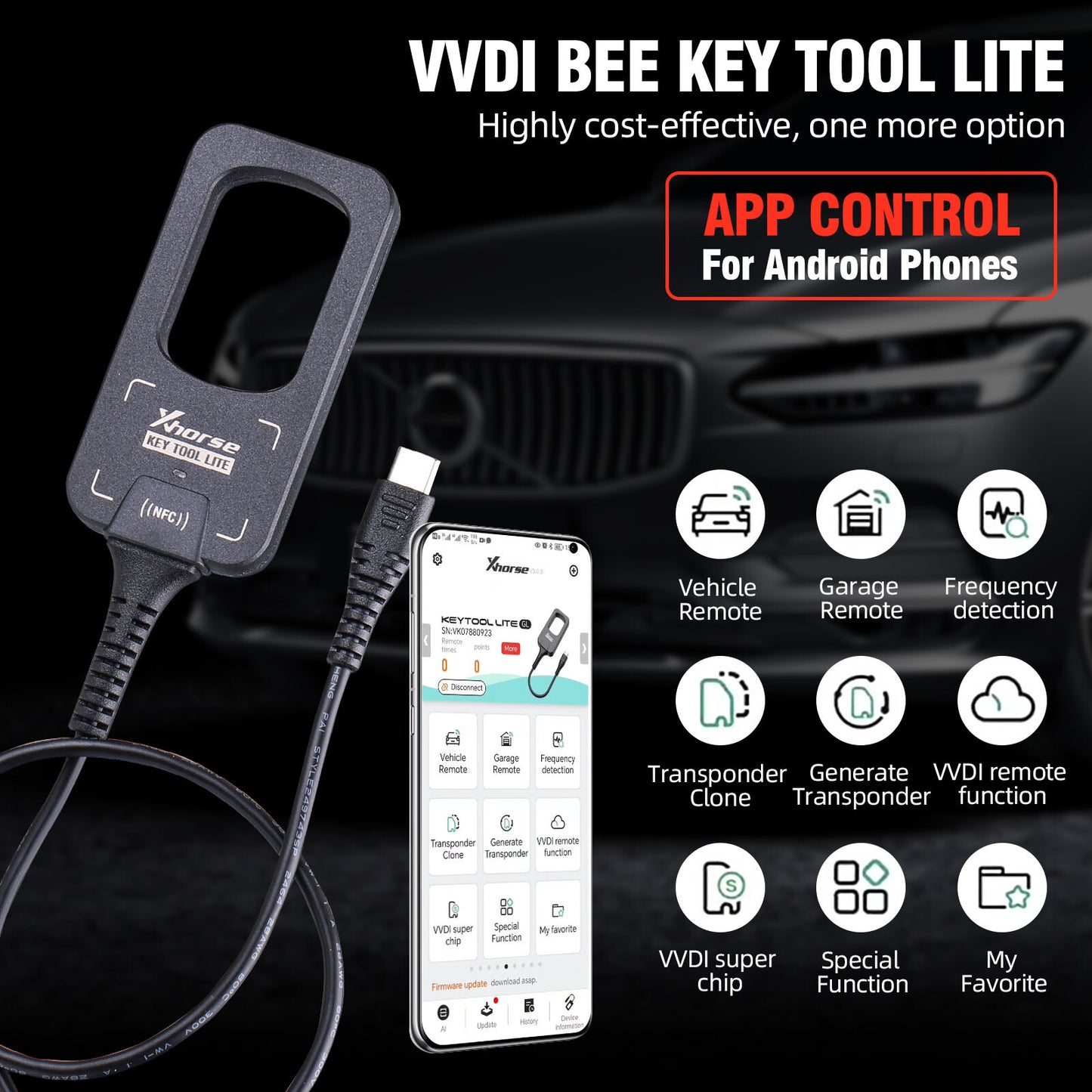 VVDI BEE K-ey Tool Lite XKB501EN Generate Transponder With 6x Remote Ke-y