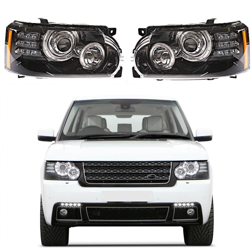 Pair 2010-2012 L322 LED Headlight Assembly Up for Range Rover Vogue 2002-2009