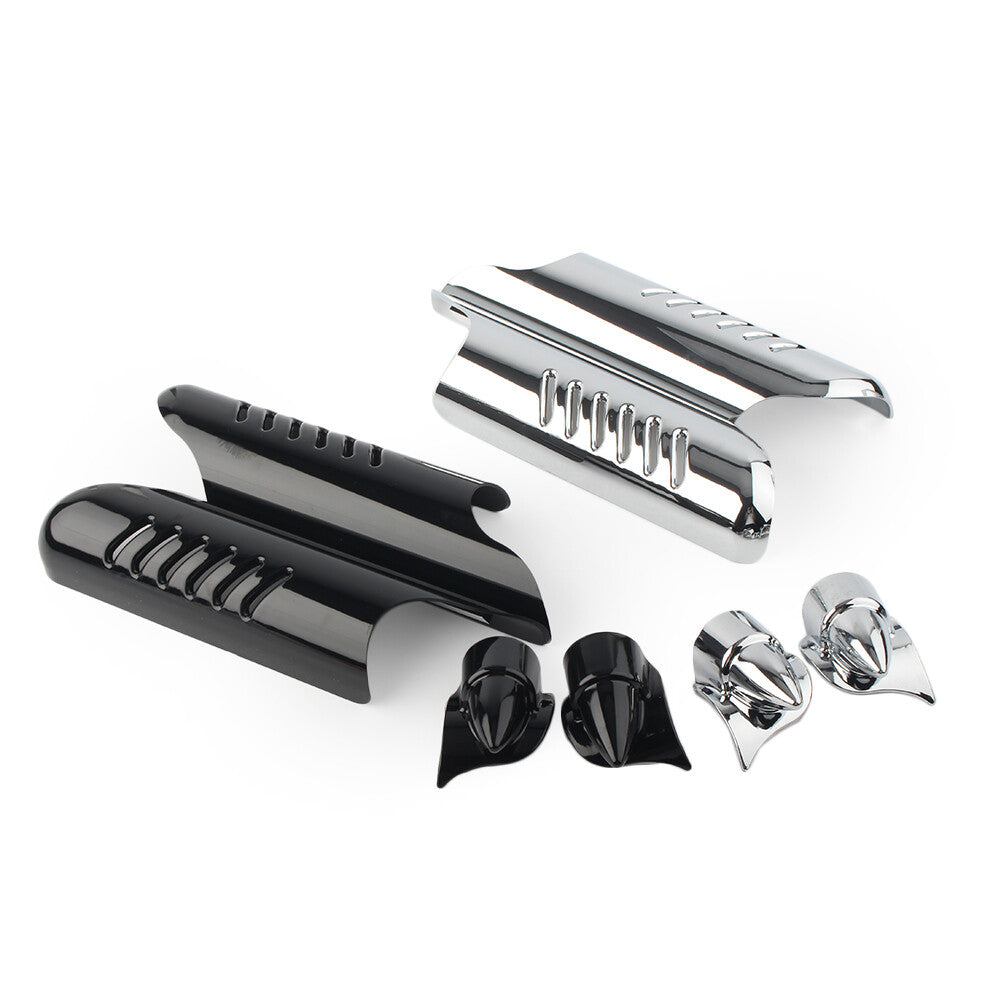2pcs Fork Lower Leg Deflectors Shield Cover Chrome for Harley Touring FLHT 00-13