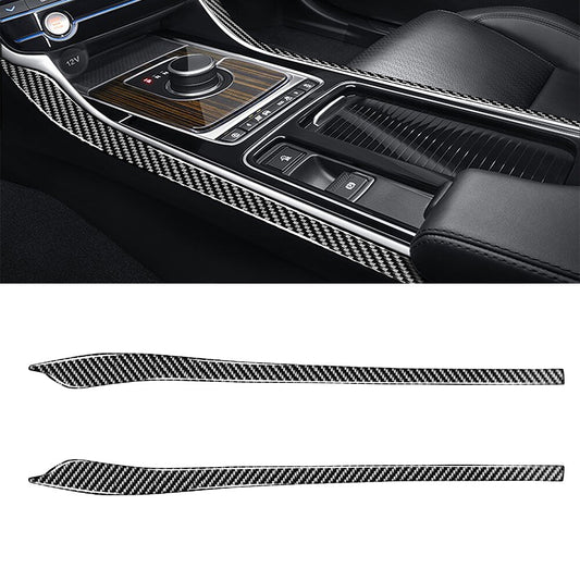 Carbon Fiber Interior Gear Shift Panel Side Cover Trim for Jaguar XE XF 2016-20
