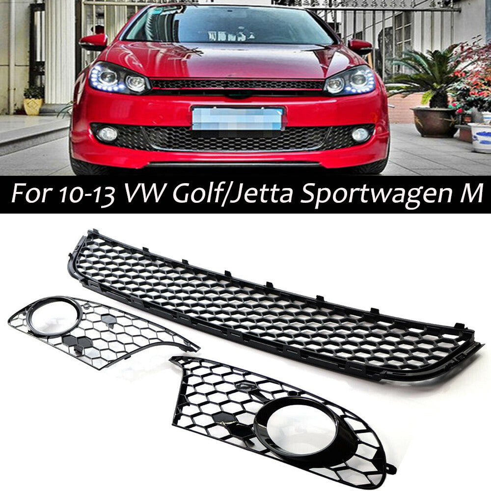 Suitable for Volkswagen for Golf MK6 09-13 Honeycomb Front Center Lower Bumper Grille Fog Light Grille