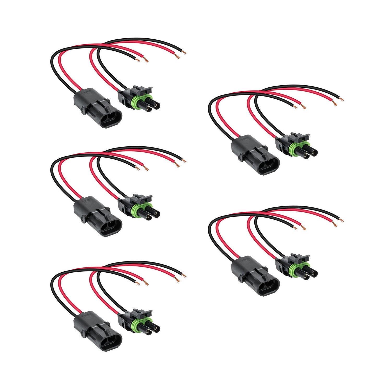 5PCS OLS 2-Wire Weather Pack Connector Kit Assembled with 6 16 AWG Wires