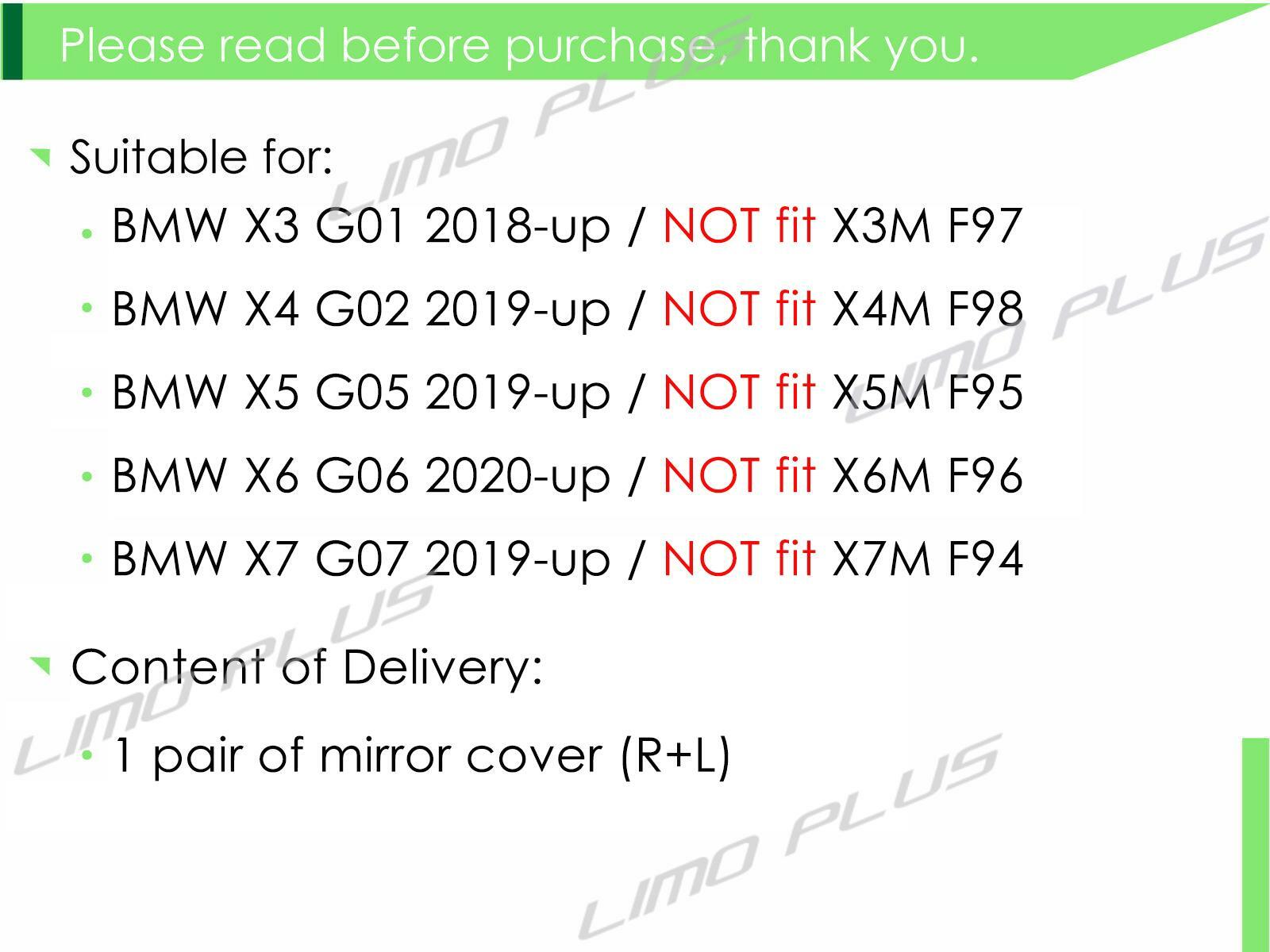 Carbon Fiber Mirror Cover Caps for BMW X3 X4 X5 G01 G02 G05 Replacement Caps