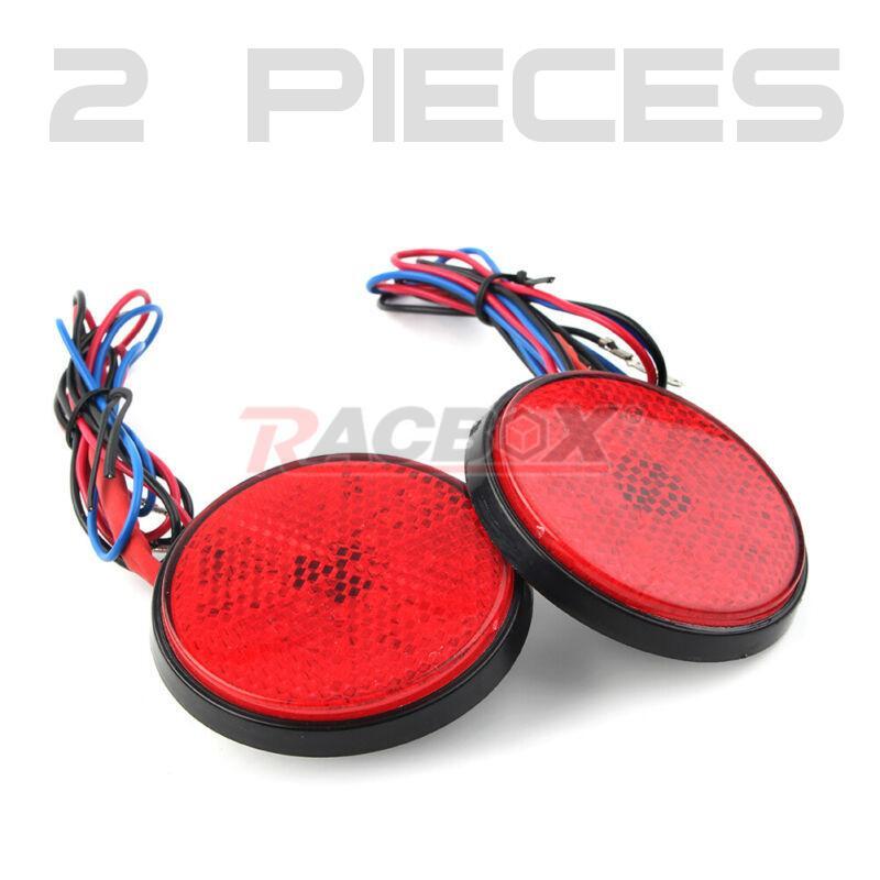 2X Motorcycle Red Round 24 LED Brake Turn Signal Stop Tail Lights Reflector Lamp