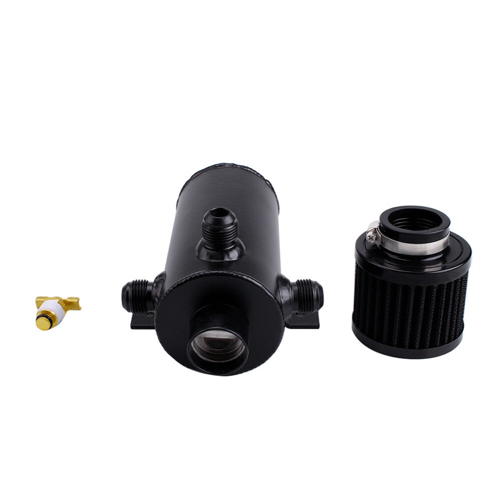 750ml Oil Catch Tank Can Aluminum 3-AN10 Port Baffled Breather Filter Reservoir