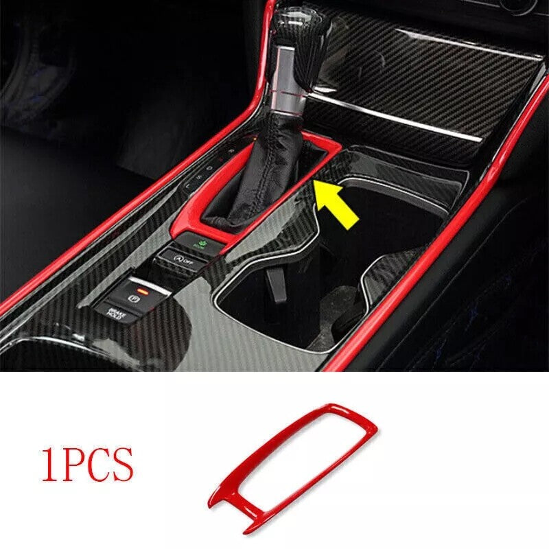 for Honda Accord 2018-2022 Glossy Red ABS Middle Console Gear Shift Frame Trim
