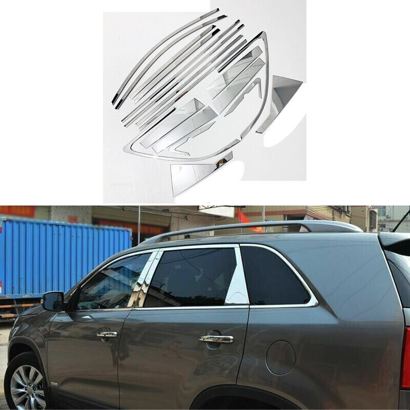 for Kia Sorento 2009-15 Full Window Molding Trim Decor Strip W/center Pillar 18x