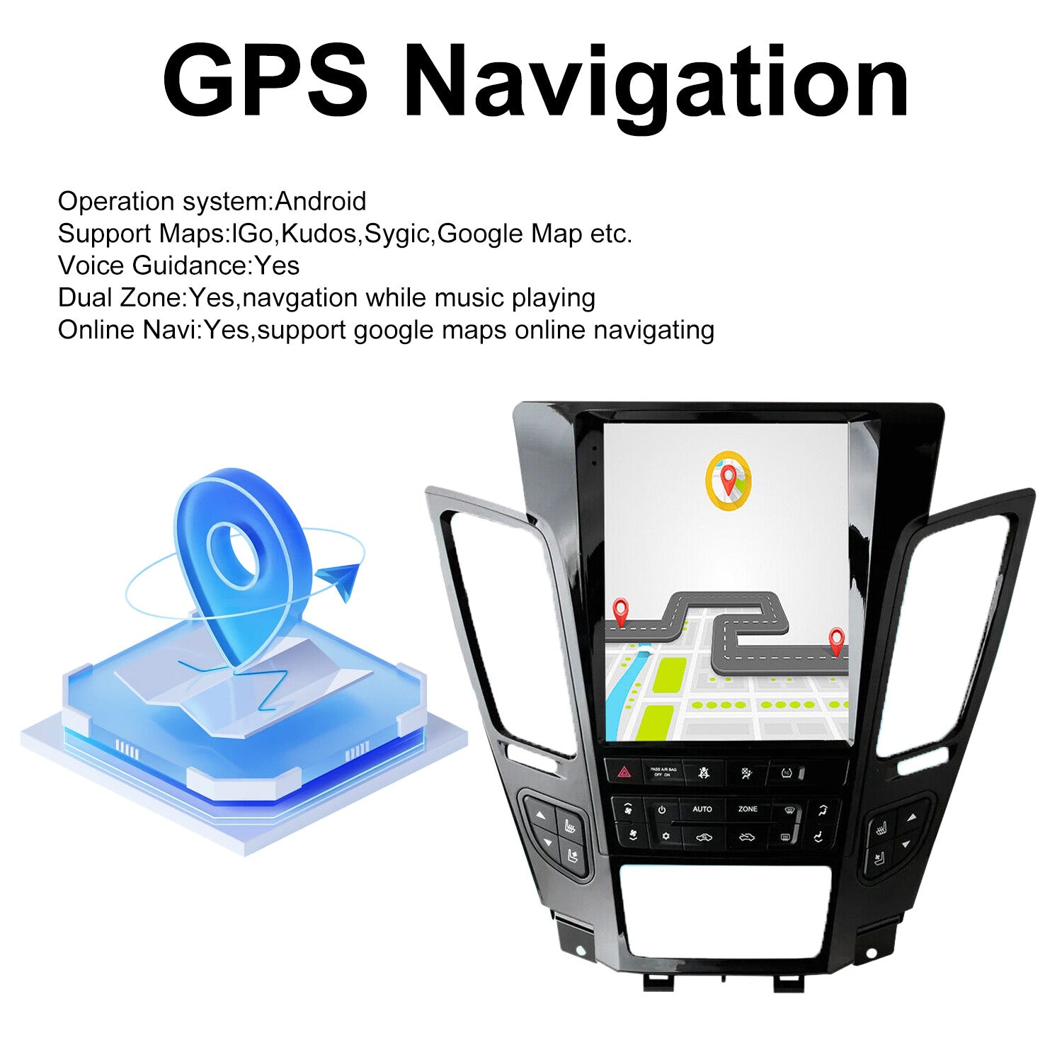 Android 11 Radio for Tesla Style screen for Cadillac CTS CarPlay GPS NAVI WIFI BLACK