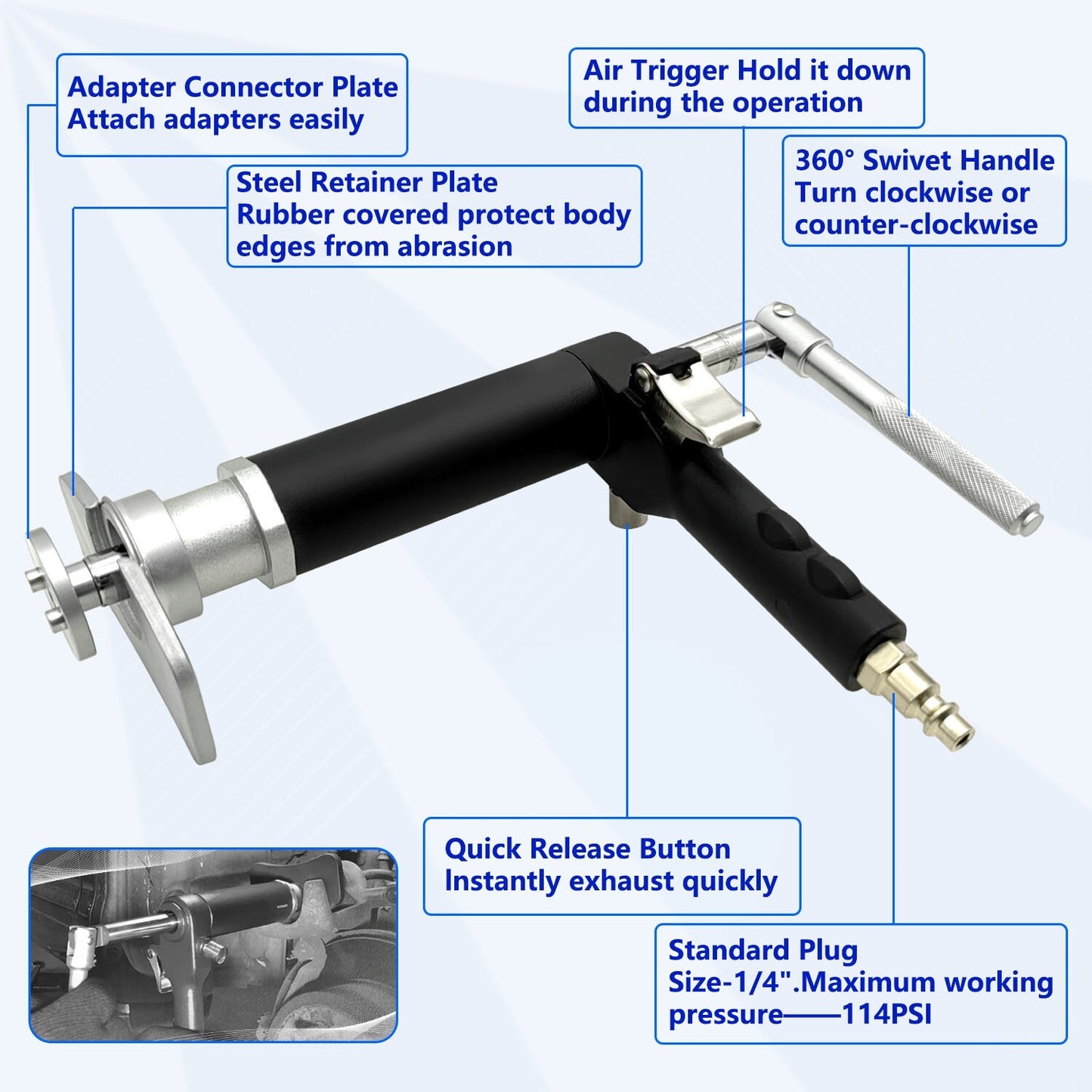 NEW Air Operated Piston Wind Back Tool Pneumatic Air Rear Disc Brake Caliper
