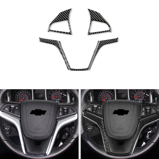 5Pcs Carbon Fiber Steering Wheel Cover Trim for Chevrolet Camaro 2010-2015