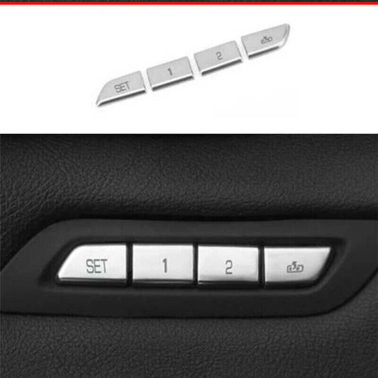 Fit for Cadillac XT4 2019-2023 Silver for Seat Memory Switch Button Cover Decor 4pcs
