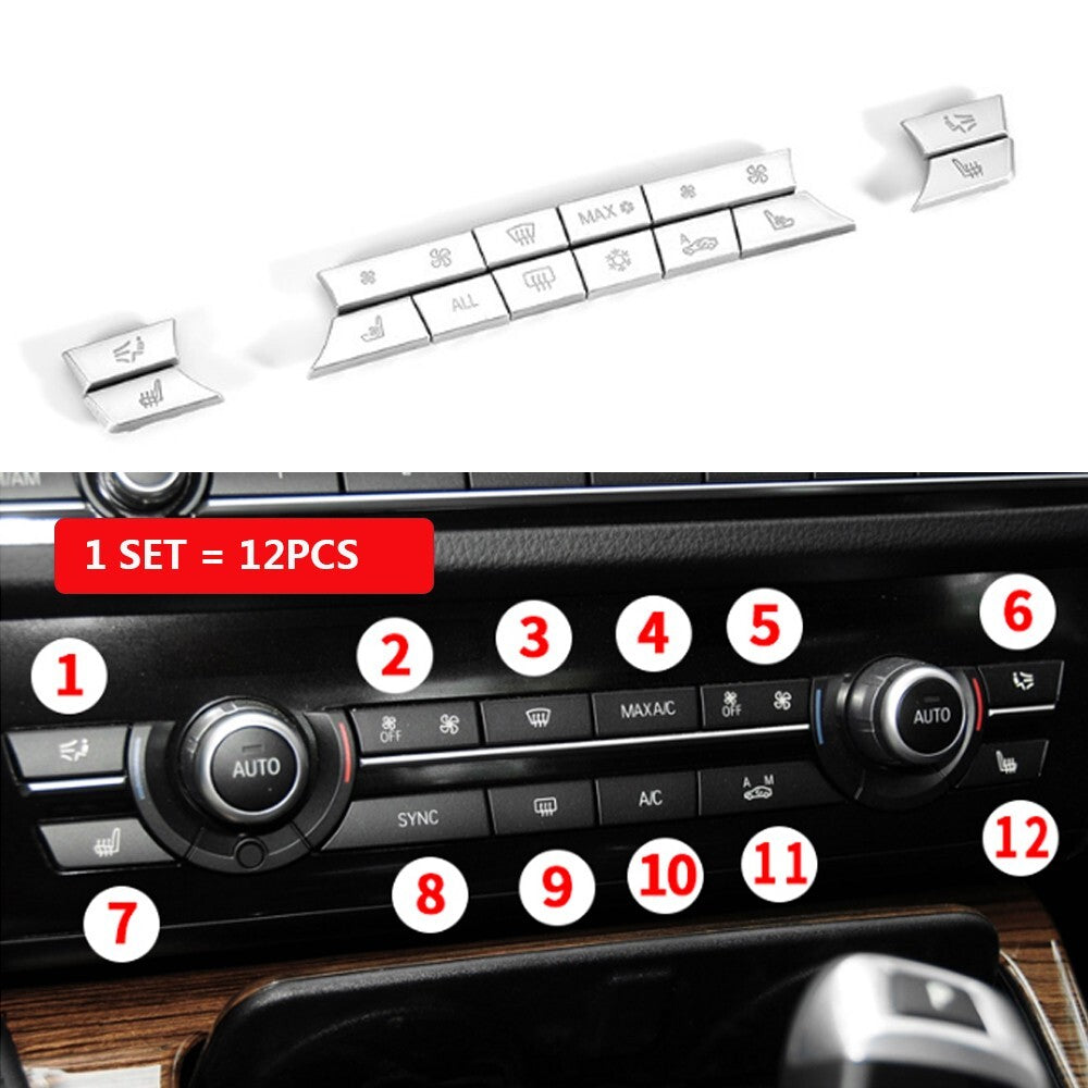 12x for BMW 5 6 7 F10 F07 F06 F01 Car Center Console Air AC Button Cover Sticker