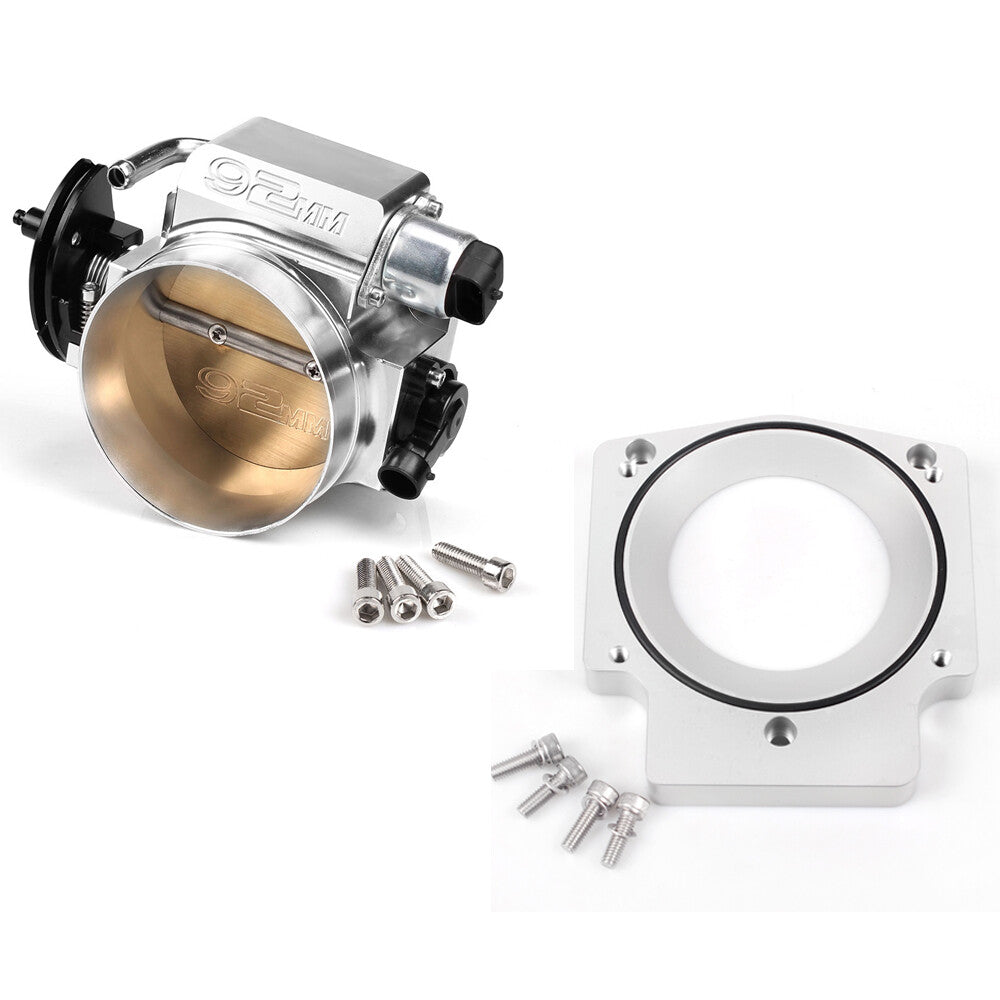 Silver 92mm Throttle Body+TPS IAC Adapter Plate for Chevy GM III LSX LS LS1 LS2