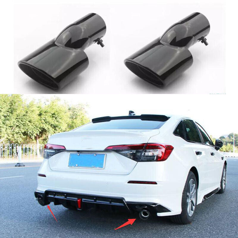 for HONDA for CIVIC 2022-2024 2pc Rear Tail Exhaust Pipe Muffler Tips Black Titanium