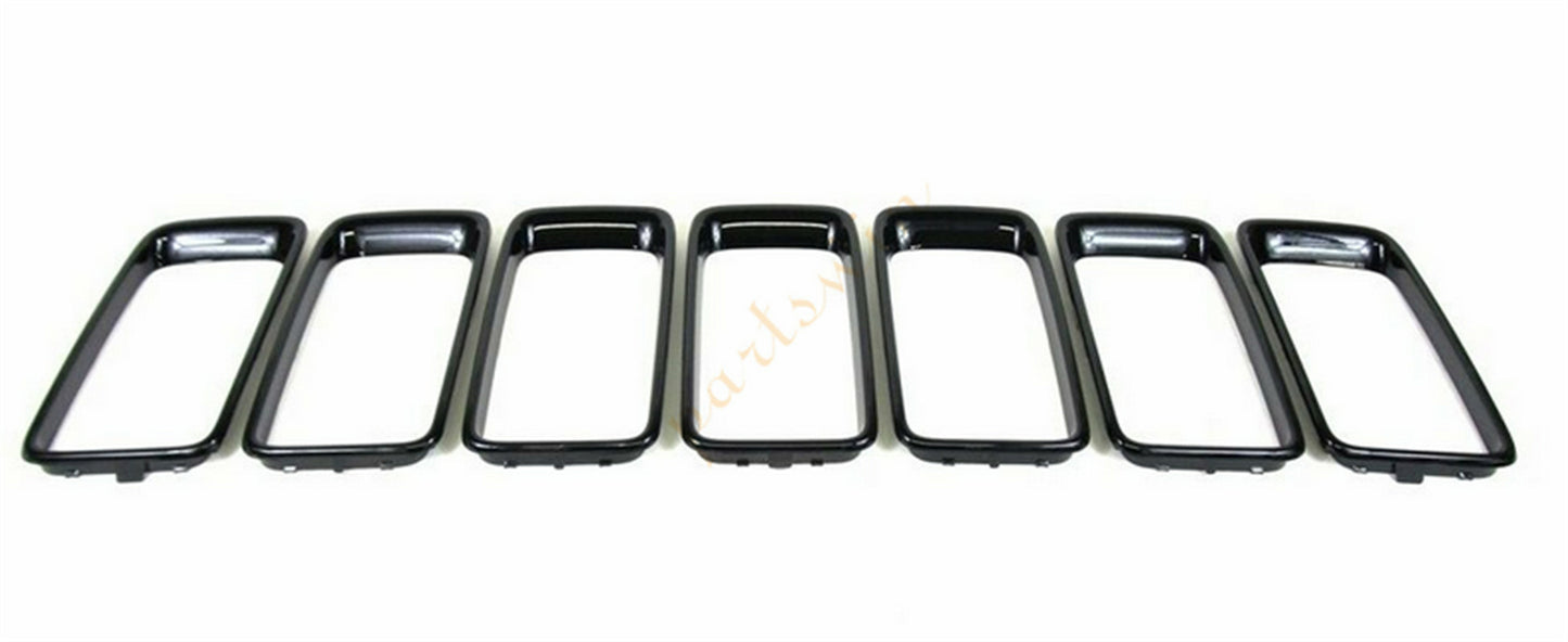7-Piece Black Trim Ring Grille Insert Set for 2014-2016 for Jeep Grand Cherokee Gloss