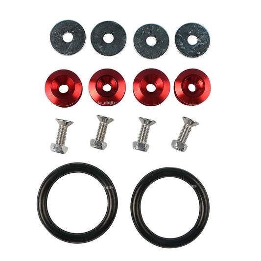 Red Aluminum Fastener Quick Release Car Bumper Fender Trunk Hatch Lid Kit