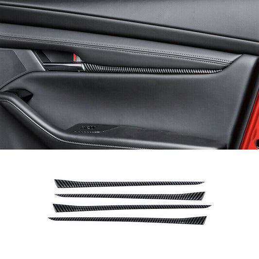 for Mazda 3 Axela 2019-2022 ABS Carbon Fiber Inner Door Panel Strip Cover Trim
