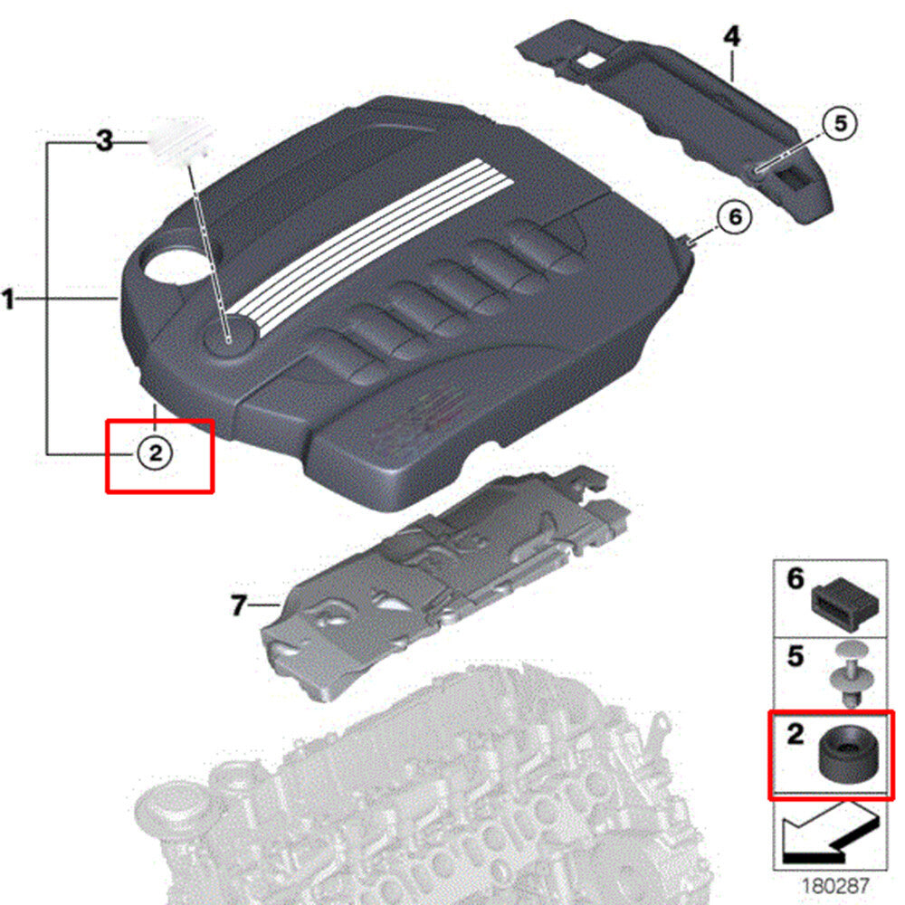 Pair Rubber Engine Cover Mount Clip for Bmw 1 2 3 4 5 6 7 Series X1 X3 X4 X5 X6