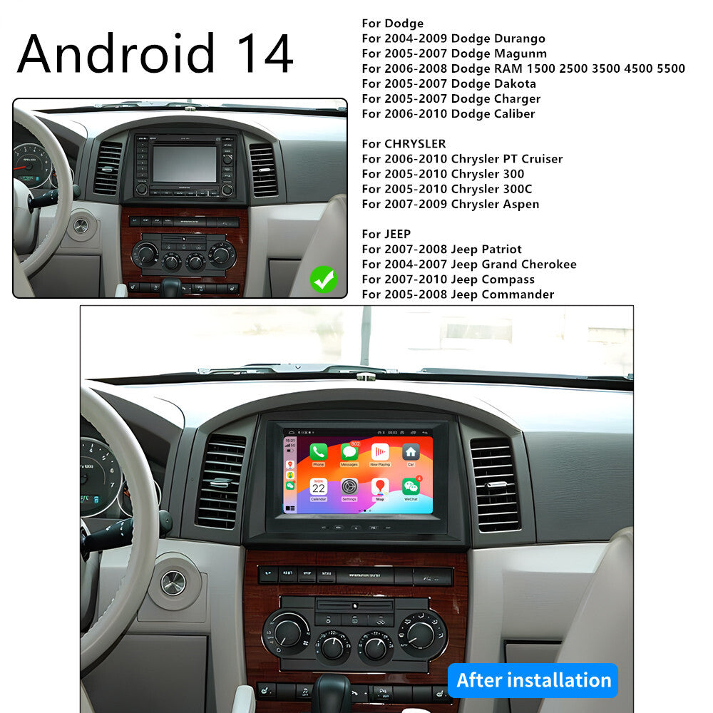 8Android 14 4+32GB Car Stereo Radio Navi for Dodge for Chrysler for Jeep for RAM Magunm