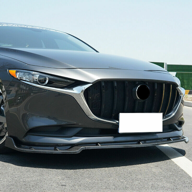 for Mazda 3 Axela 2019-23 Carbon Fiber ABS Front Bumper Lip Chin Spoiler Cover3