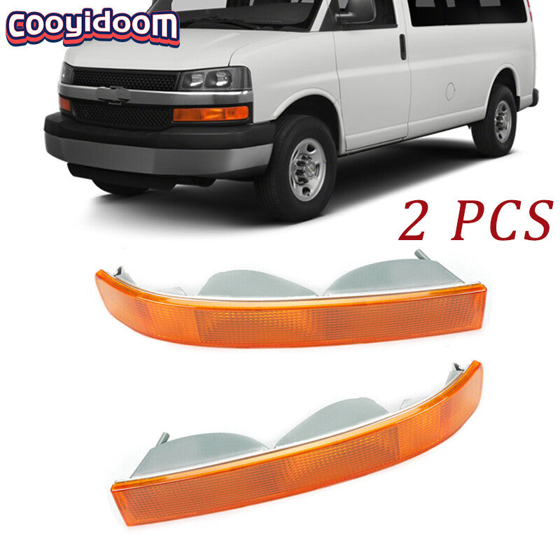 2PCFor for Chevy for GMC Van 1500 2500 2003-19 Front Turn Signal Lights No Bulb Yellow