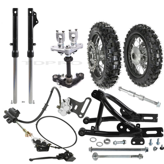 Front fork and 10-inch front and rear wheels 2.50-10 3.00-10 and swingarm Apollo SSR CRF50