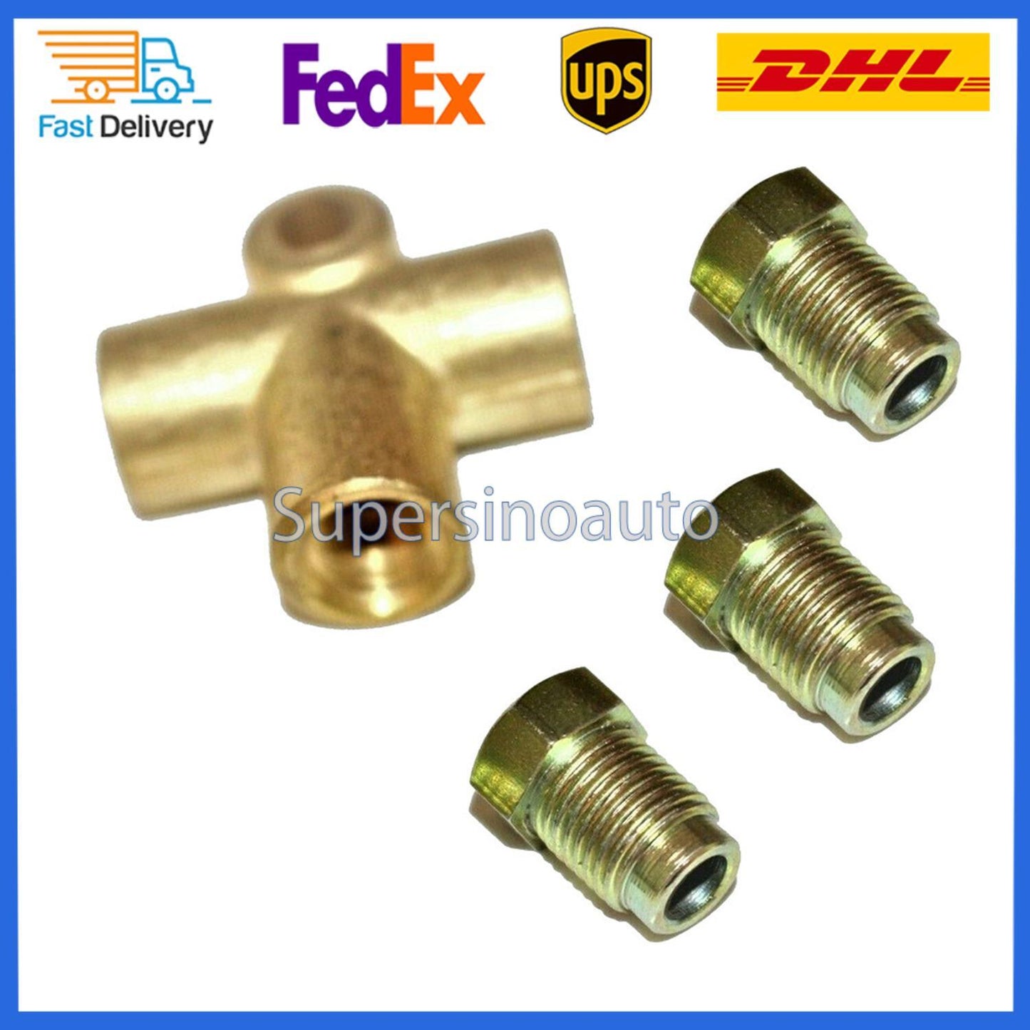 10mm 3 Way Brake T Piece Tee W/ 3 Male Nuts Short Union Metric M10 3 / 16 Pipe
