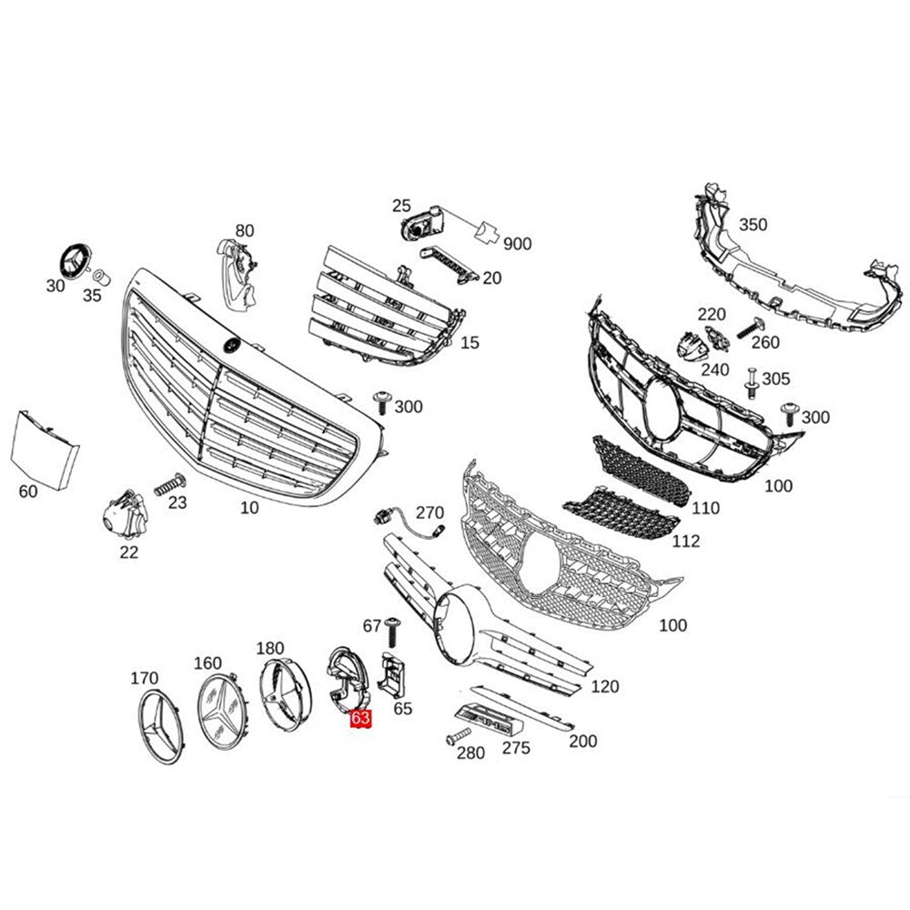 1-piece A2058880200 front bumper grille stall sensor bracket suitable for Mercedes 14-21