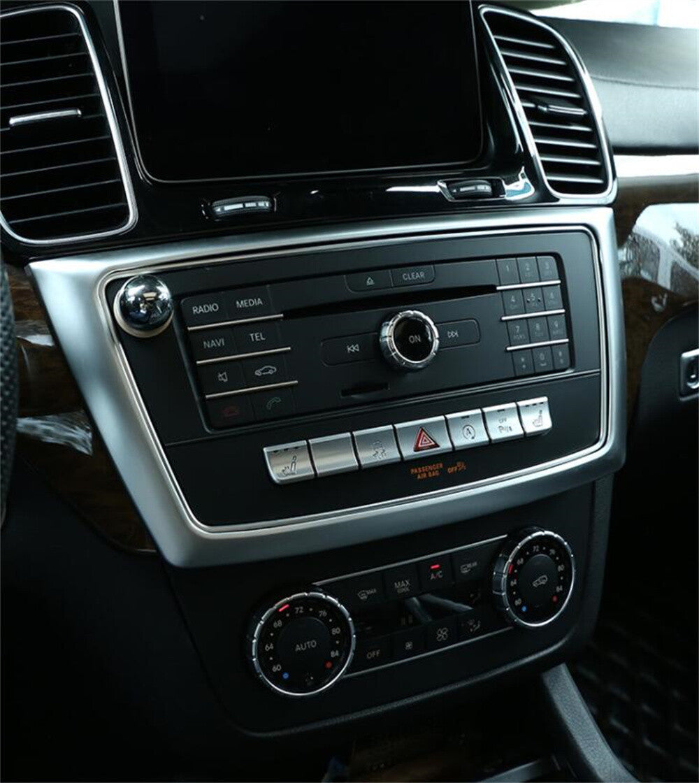 Silver ABS Central Control CD Switch Panel Trim for Benz GL GLE GLS ML 2013-2019