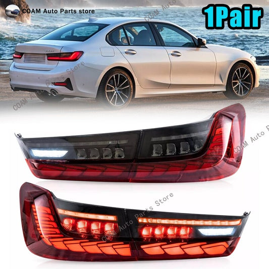 A pair of red-styled OLED taillights are available for the 2019-22 for BMW 3 Series G20 G80 M3 with start-up.