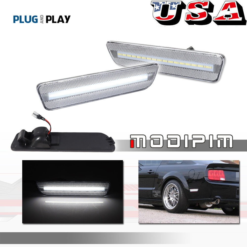 Transparent white LED rear bumper side marker lights for Ford for Mustang 2005-2009