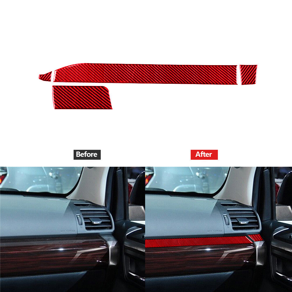 Red Carbon Fiber Center Control Panel Cover Trim for Toyota 4Runner 2010-2020