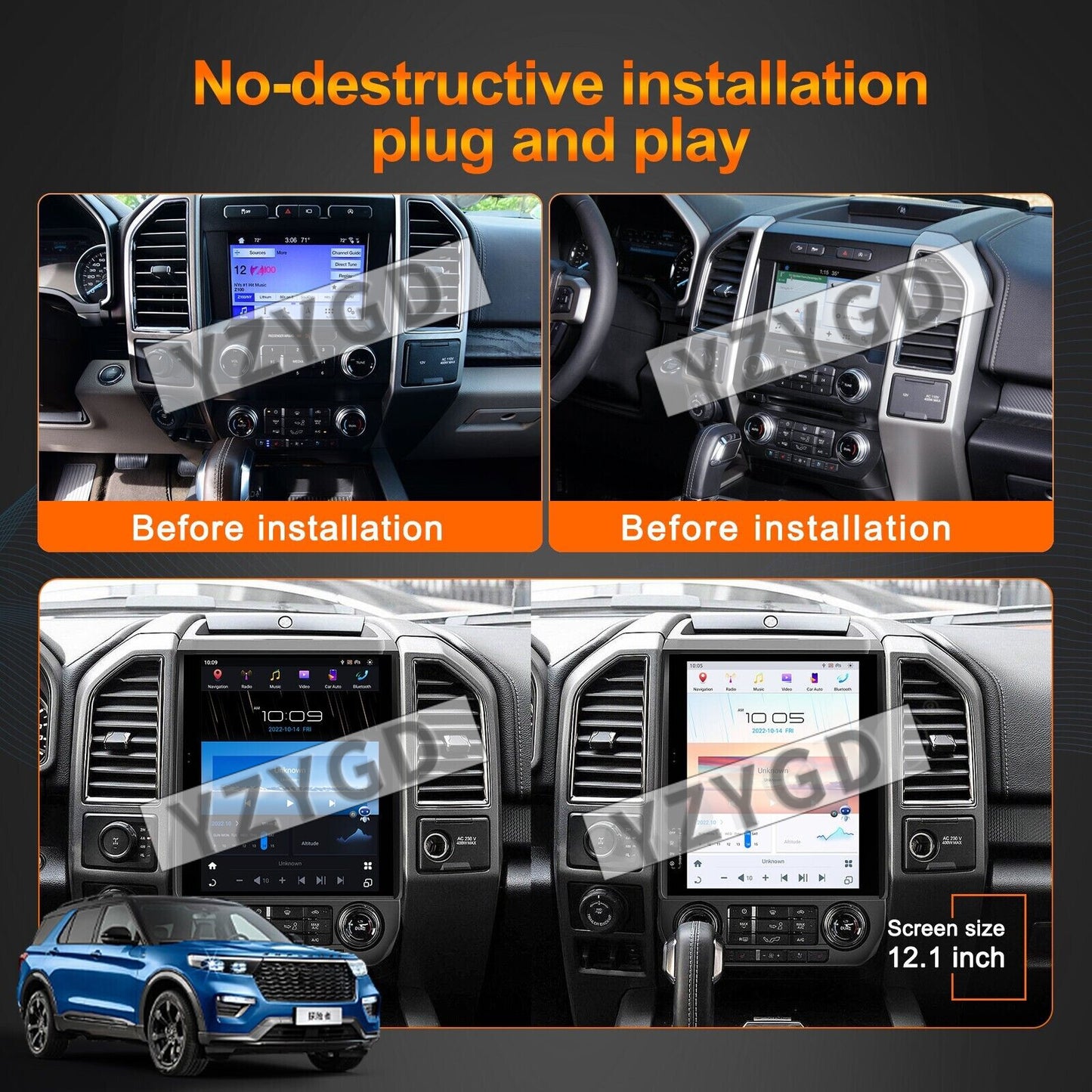 for Ford F150 2015-2021 Stereo Android CarPlay Car Radio Receiver Screen 128GB