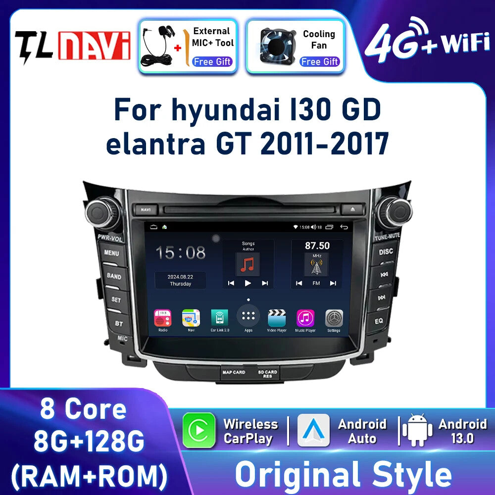 for Hyundai I30 for Elantra GT 2011-2017 Android Carplay Car Radio GPS Stereo Player