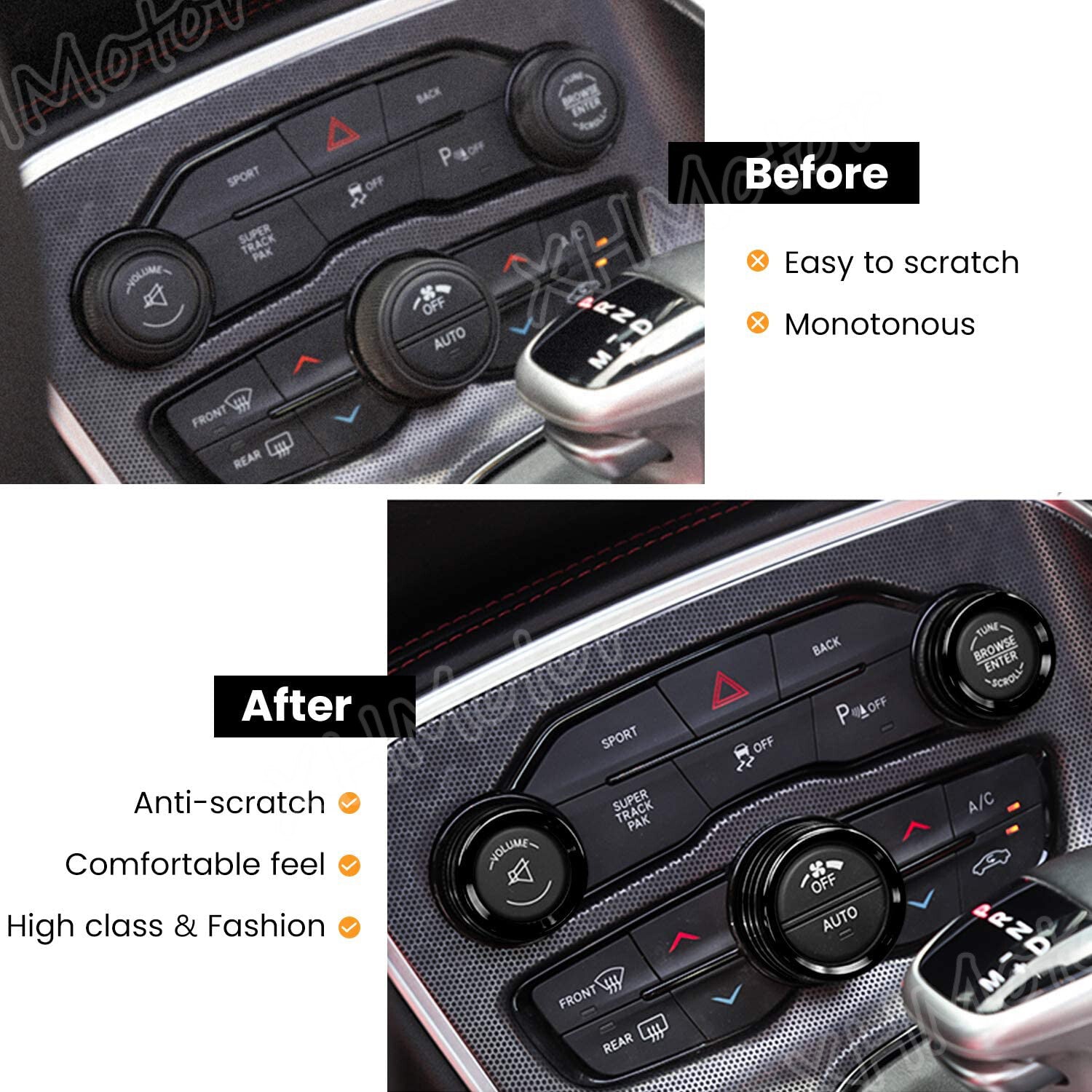 3pcs BLACK AC Switch Volume Button Trim Ring Knob Covers for Dodge for Ram 2013-2018