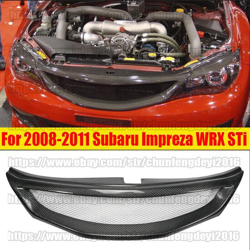 Real Carbon Fiber Front Mesh Grill Grille for 2008-11 for Subaru Impreza WRX STi 1pc
