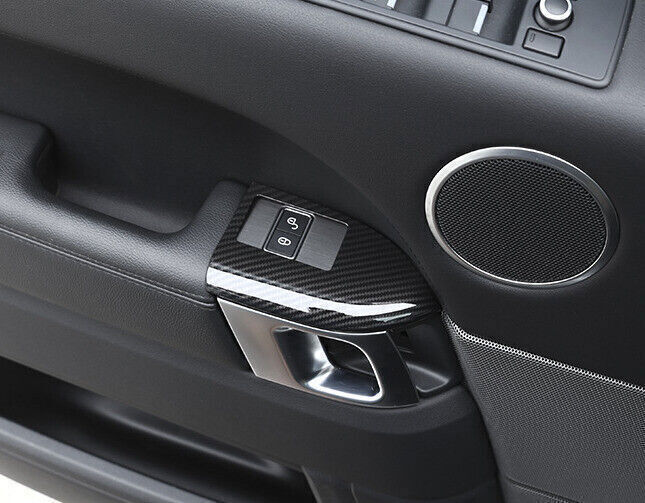 Door Lock Memory Switch Bezel Decor 4P Carbon Fiber for Range Rover Sport 14-22