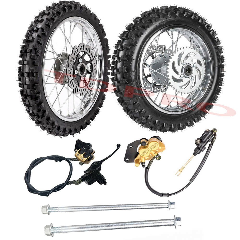 14-inch front 60/100-14 + 12-inch rear 80/100-12 tires, rims, brakes; Apollo 125cc CRF110