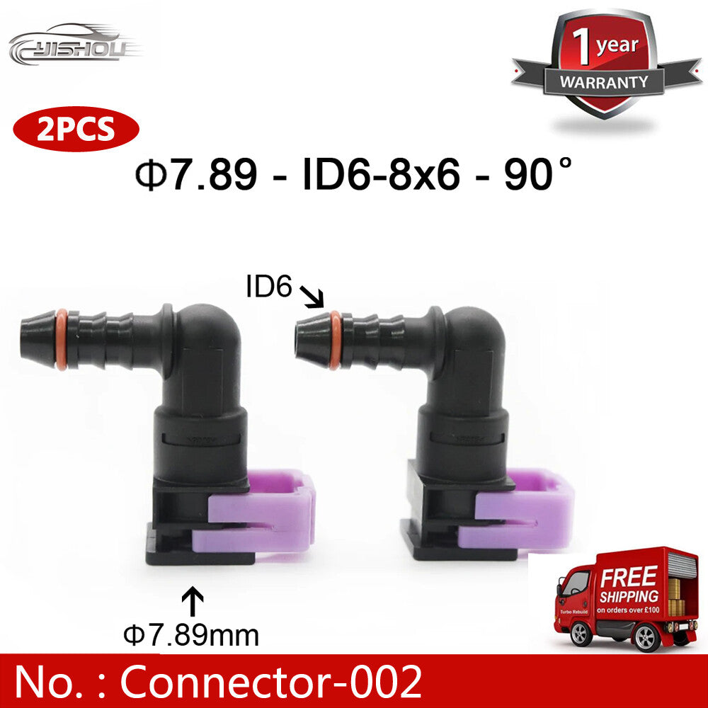 Fuel line hose quick release female connector 7.89 mm 7.89 ID6 8x6 90¡ã 2PCS