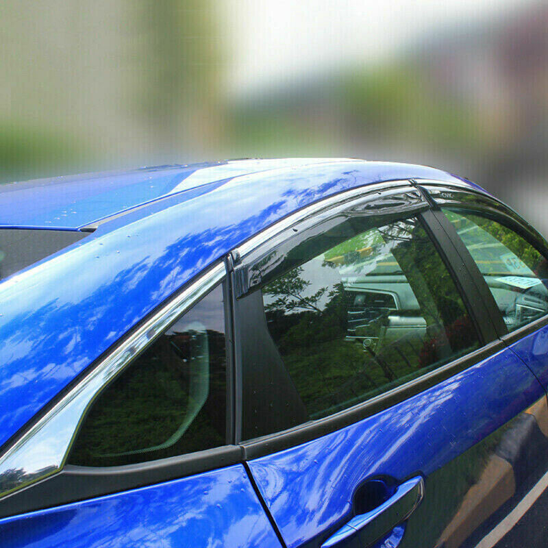 for Honda for Civic Sedan 16-21 W/Chrome Window Visor Sun Rain Guard Vent Shade Kit