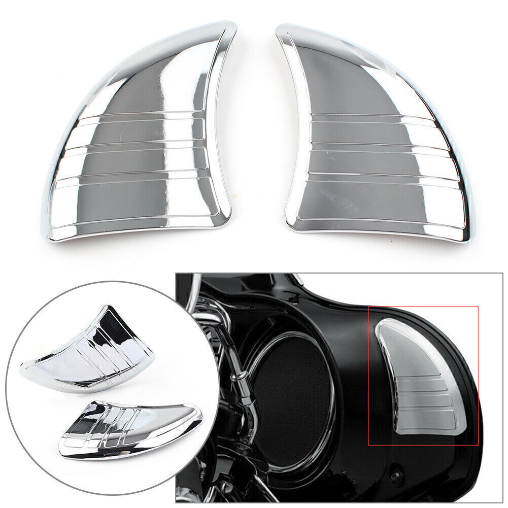 Chrome Tri-Line Inner Fairing Mirror Cover Plugs for Harley Touring Glide 14-17