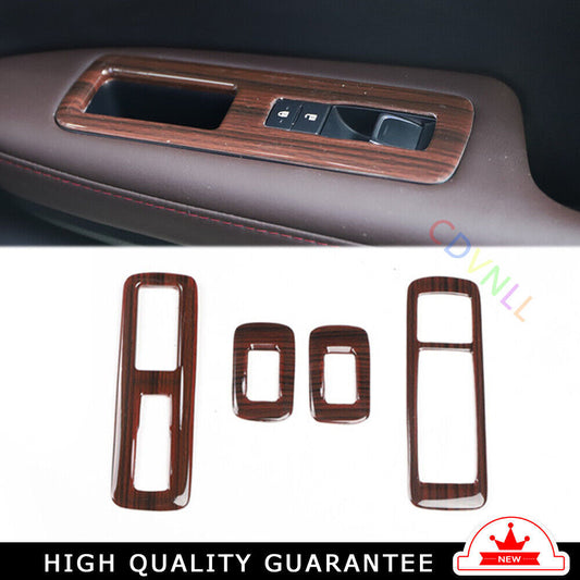 Glass Window Lifting Lock Panel Trim Interior 4PCS for Lexus RX 2016-20 Red Wood