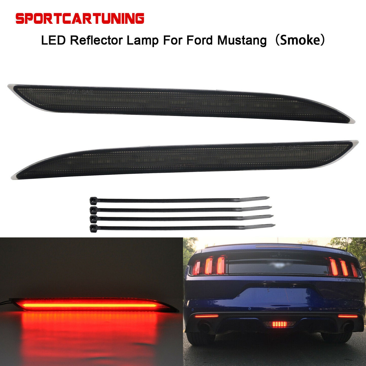 1Pair LeftRight Side Marker Bumper Reflector Fit For 2015-2017 for Ford for Mustang