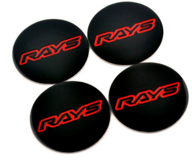 4-Piece Light Black Red Edge Sticker Wheel Center Sticker Rim Sticker 45mm