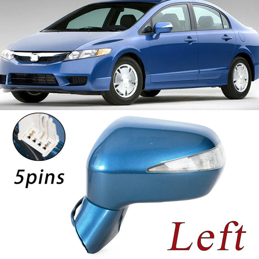 Left blue rearview mirror, Assy LED, 5-pin, suitable for Honda for Civic FA1 FD1 FD2 2006-2011