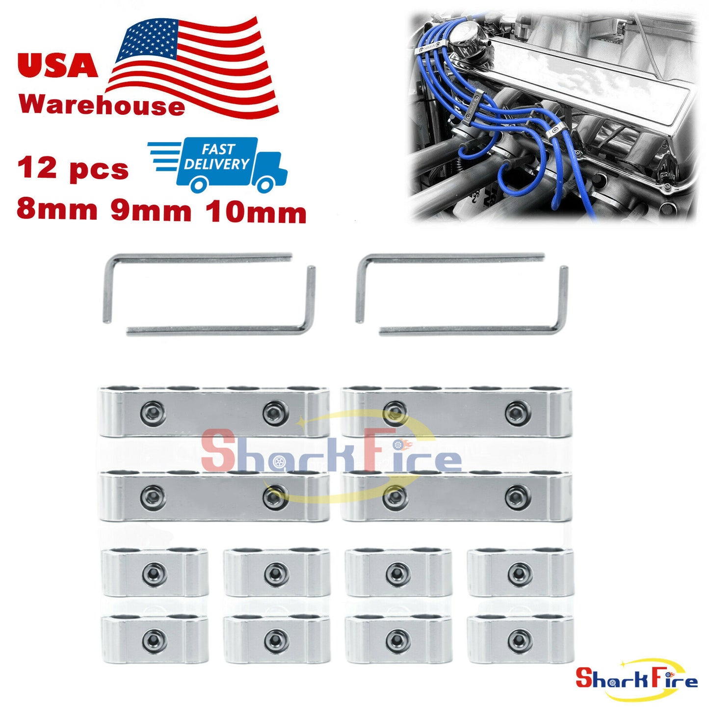 12-Piece Engine Spark Plug Wiring Splitter Divider Aluminum Alloy Suitable for Honda