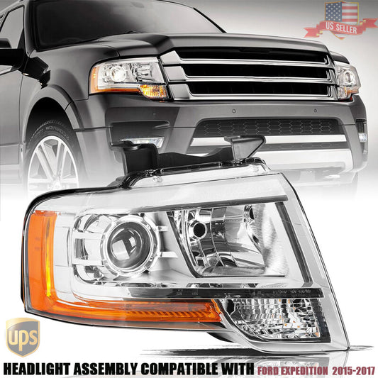 Chrome Projector Headlight Assy For 2015-2017 for Ford Expedition RH Passenger Side
