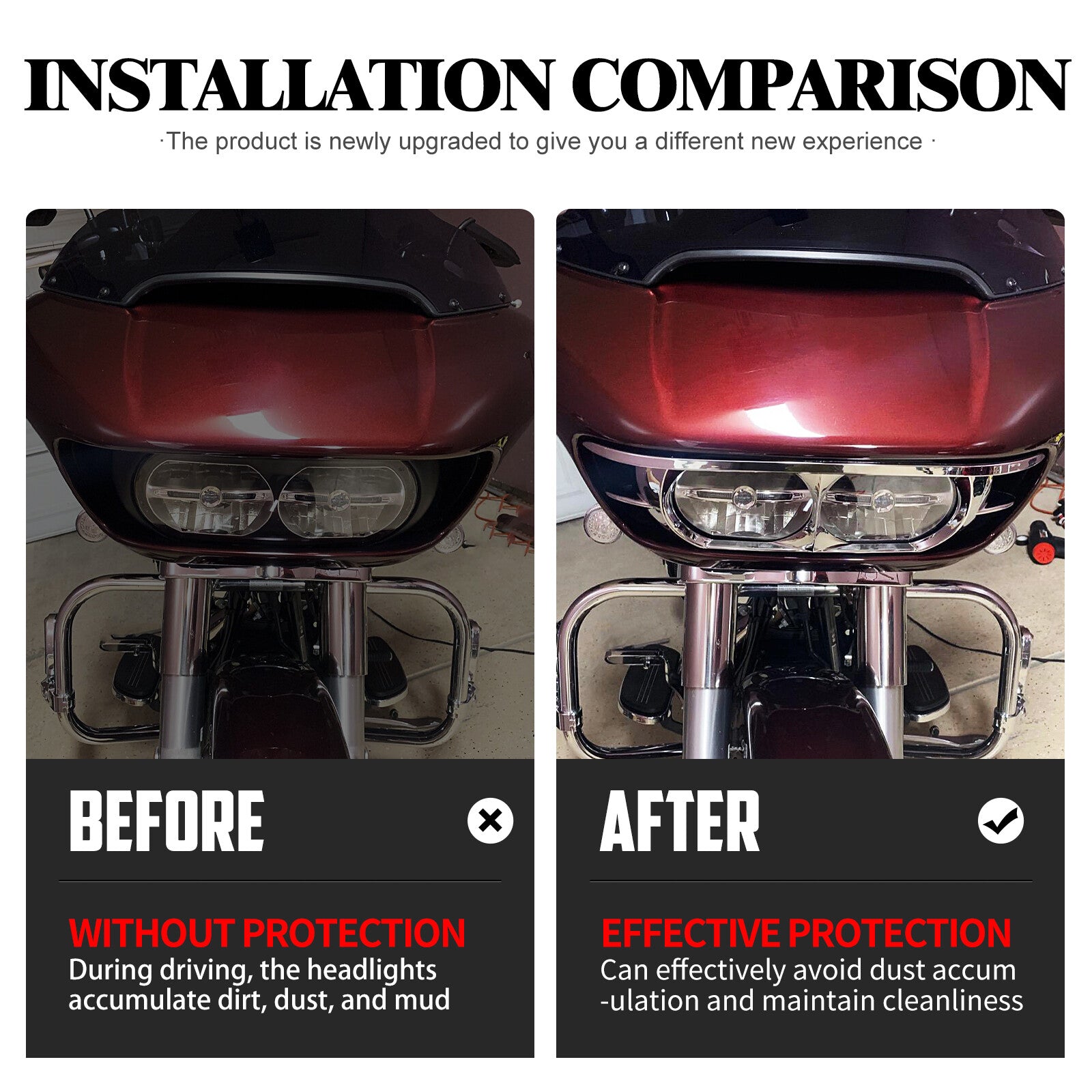 Chrome Headlamp Headlight Trim Cover Bezel Fit For Touring Road Glide 2015-2023