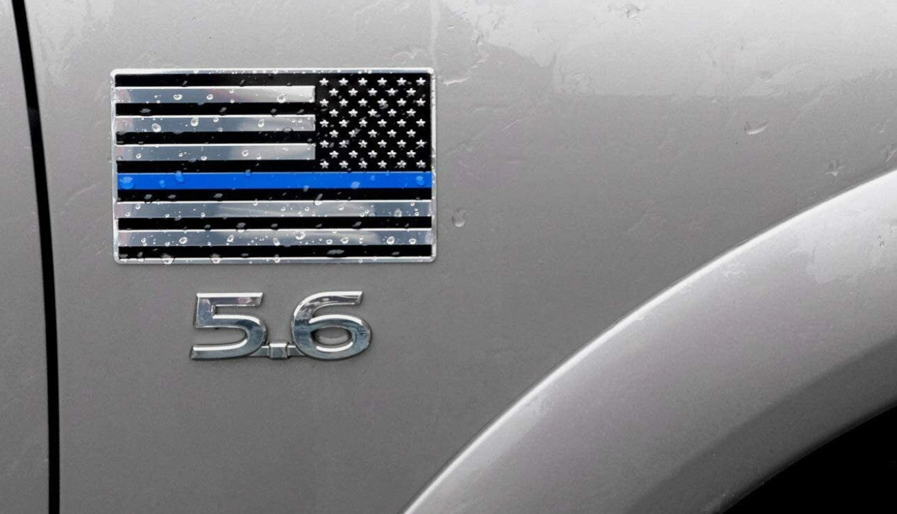 Car side fender rear trunk badge decal silver black blue American flag applicable to Jimsy